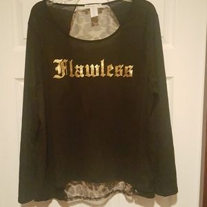 NWOT "Flawless" Long Sleeve Sheer Back Blouse